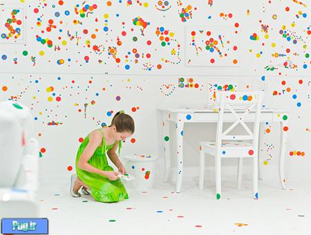 Room Covered in Stickers