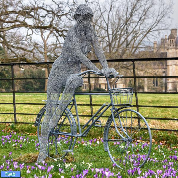 The Lady and the Bicycle Wire Sculptures Wire Sculptures by Derek Kinzett
