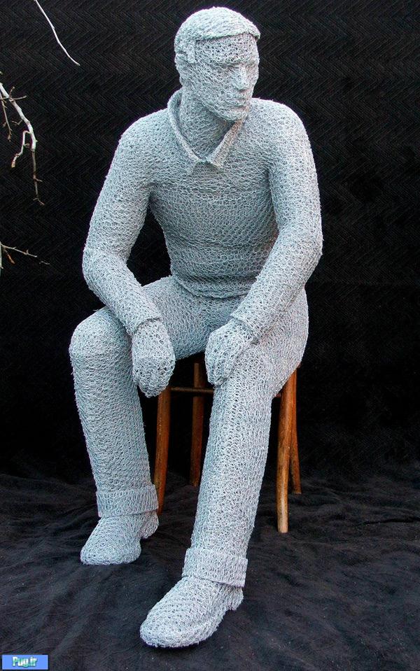 The Seated Man Wire Sculptures Wire Sculptures by Derek Kinzett