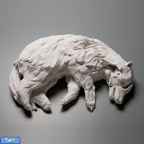 badgered Porcelain Sculptures by Kate D. MacDowell