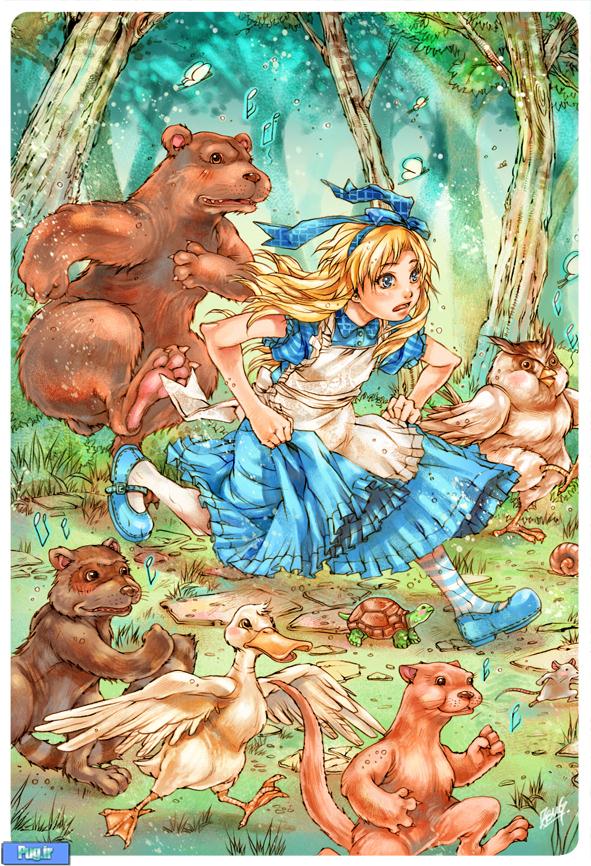 نقاشی های زیبا از آلیس در سرزمین عجایب با حیوانات