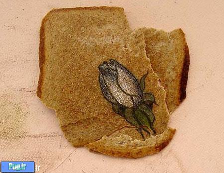استفاده از نان تست به عنوان بوم نقاشی!