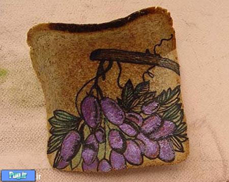 استفاده از نان تست به عنوان بوم نقاشی!