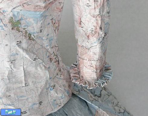 لباس هایی که با اسکناس و نقشه ساخته شده است 