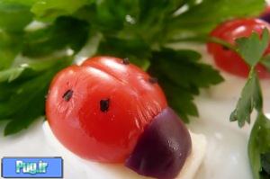 تزئین گوجه فرنگی به شکل کفشدوزک