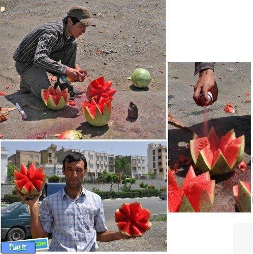 عکس ترفند عجیب برخی برای فروش هندوانه!