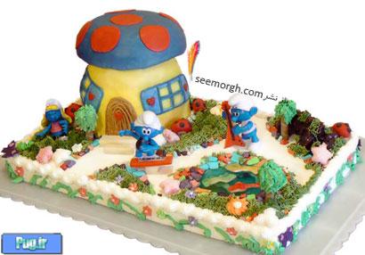 تزیین کیک دهکده اسمورف Smurf