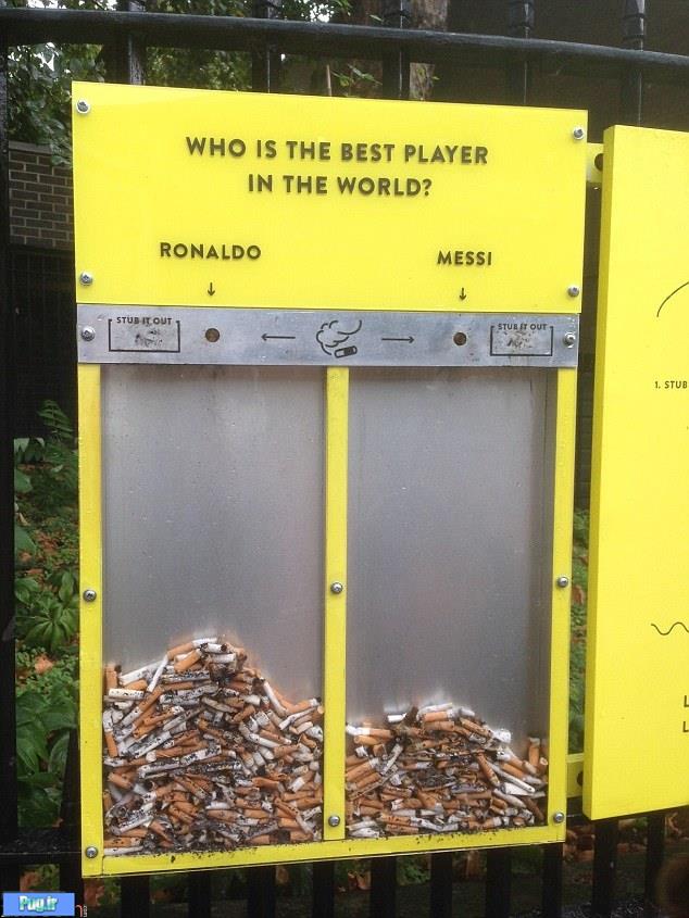 جمع آوری سیگار به کمک مسی و رونالدو + عکس