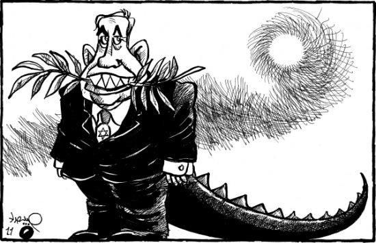 نخست وزیر صلح طلب اسرائیل (کاریکاتور)
