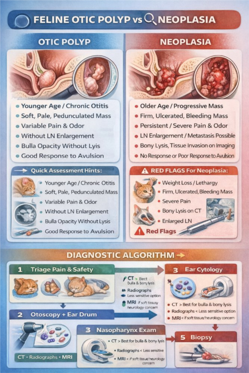 پولیپ گوش در گربه‌ها؛ تشخیص افتراقی با نئوپلازی