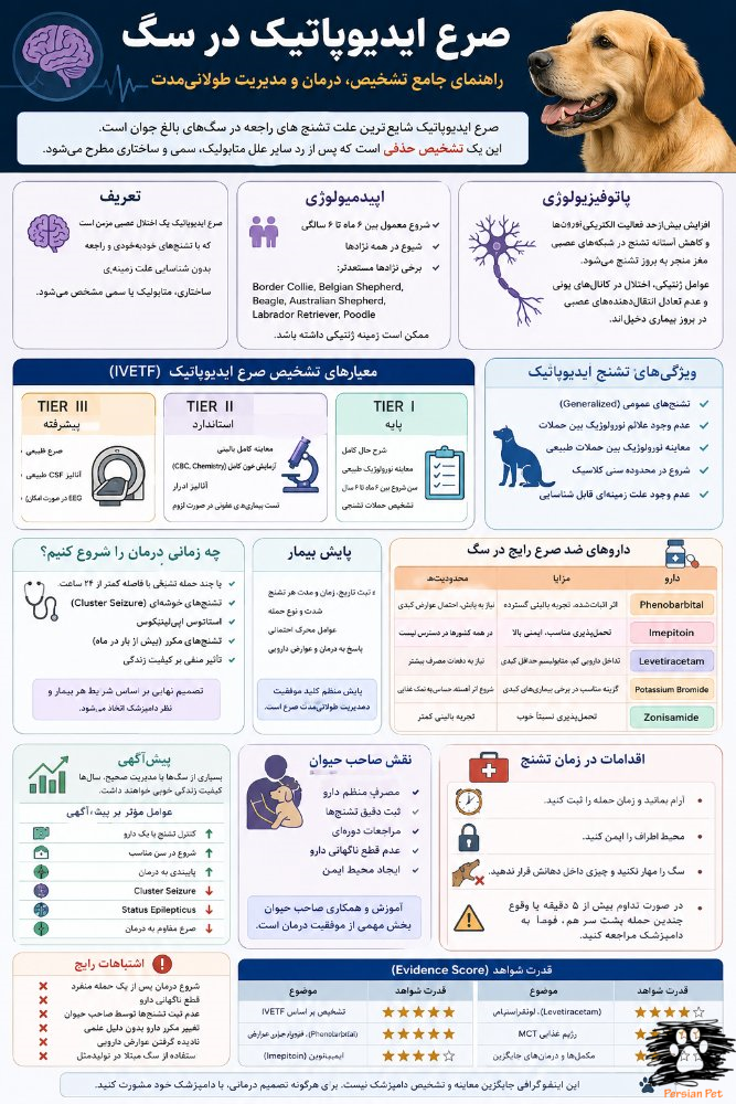 صرع ایدیوپاتیک در سگ؛ تشخیص، درمان، داروهای ضدصرع و پیش‌آگهی | راهنمای جامع دامپزشکی