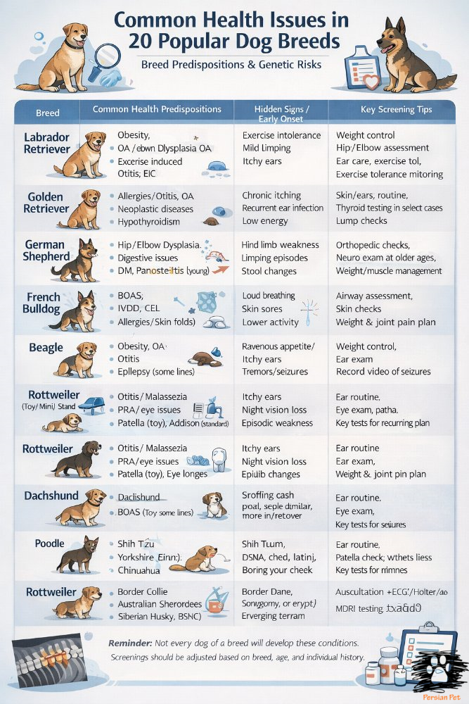 بیماری‌های شایع در ۲۰ نژاد معروف سگ