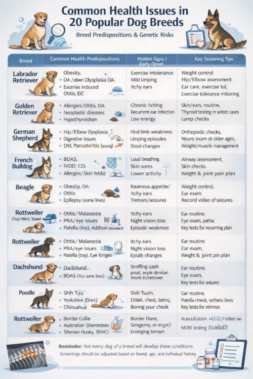 بیماری‌های شایع در ۲۰ نژاد معروف سگ