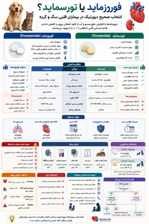 فوروزماید یا تورسماید در سگ و گربه | انتخاب صحیح دیورتیک در بیماران قلبی