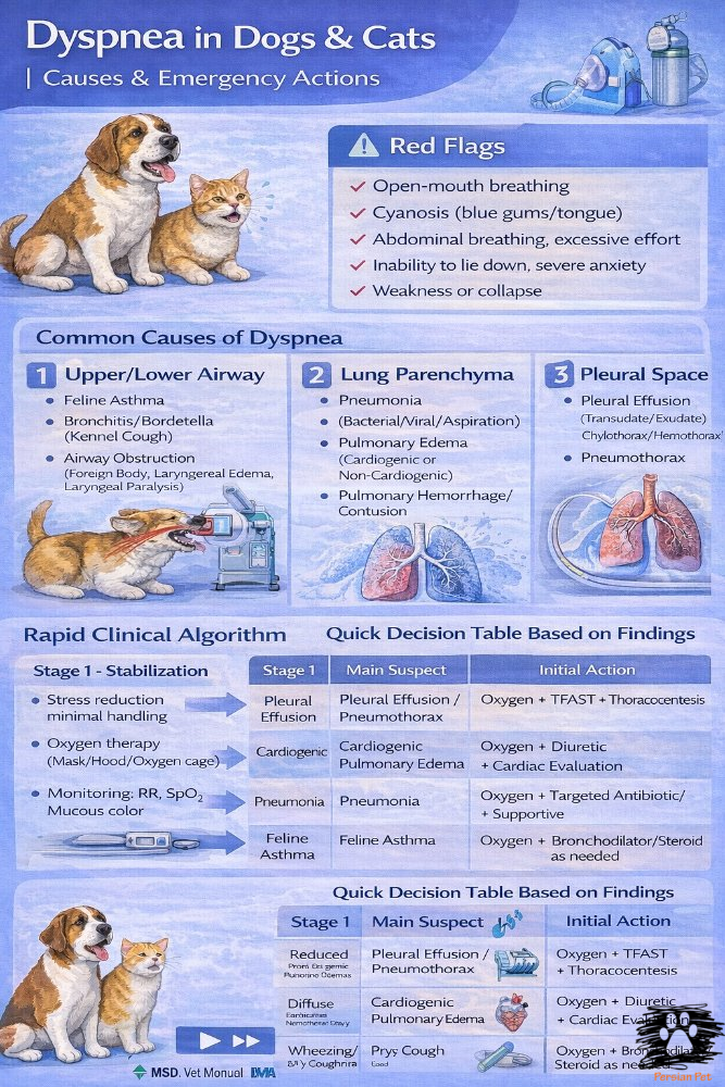 تنگی نفس در سگ و گربه | علل و اقدامات اورژانسی