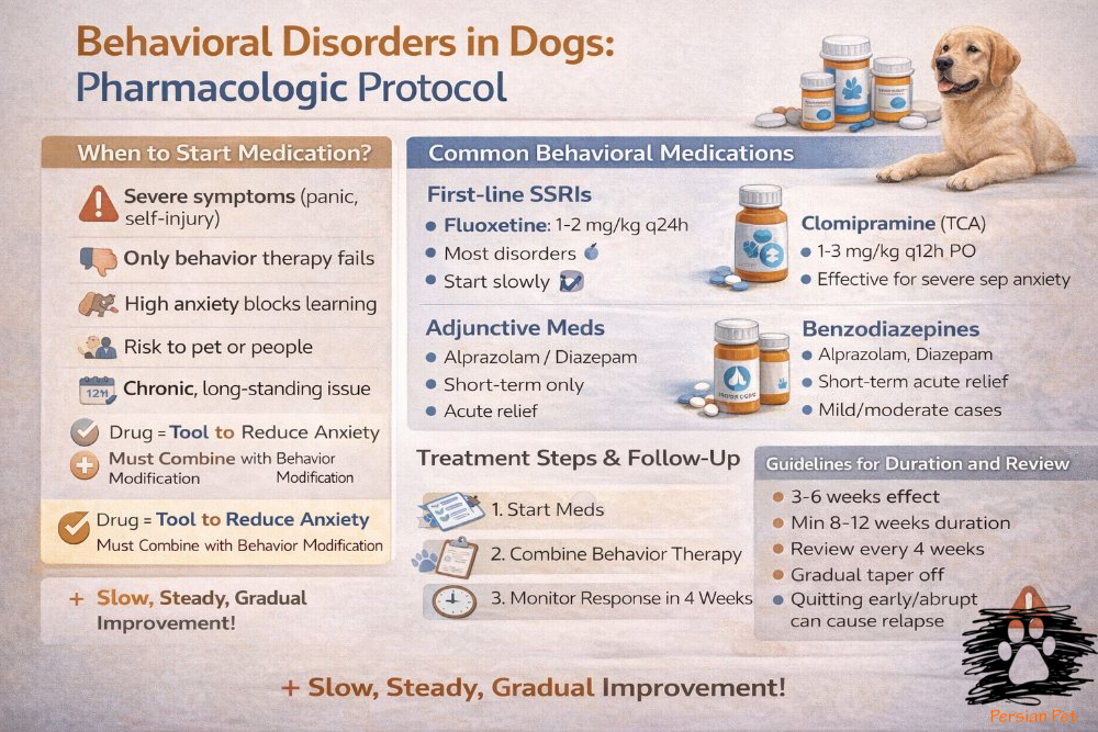 پروتکل دارویی اختلالات رفتاری سگ‌ها؛ چه زمانی دارو و کدام دارو؟
