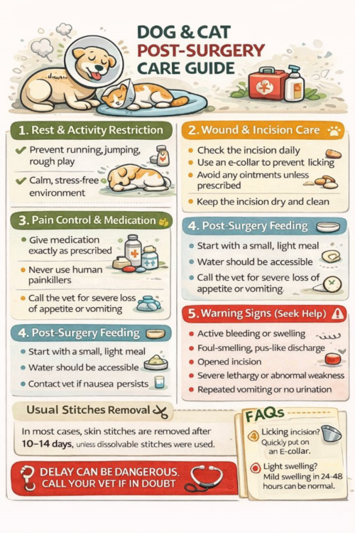 مراقبت بعد از جراحی سگ و گربه؛ راهنمای کامل