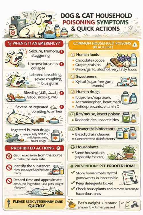 مسمومیت‌های خانگی سگ و گربه؛ علائم و اقدام فوری