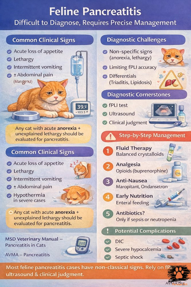 پانکراتیت در گربه؛ تشخیص دشوار و درمان دقیق