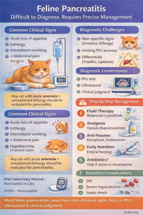 پانکراتیت در گربه؛ تشخیص دشوار و درمان دقیق