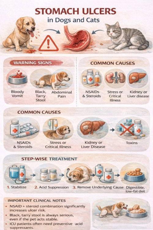 زخم معده در سگ و گربه | علائم، تشخیص و درمان