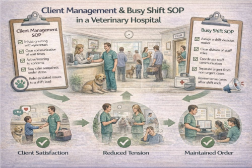 کلاینت منیجمنت و SOP مدیریت شیفت شلوغ در بیمارستان دامپزشکی