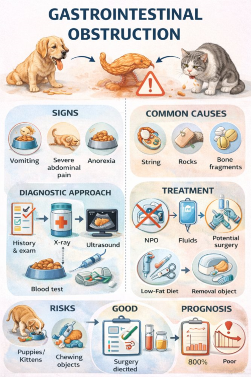 انسداد گوارشی در سگ و گربه | علائم، تشخیص و درمان فوری