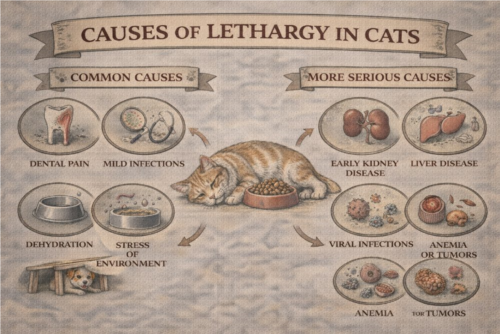 گربه بی‌حال ولی غذا می‌خورد؛ آیا نشانه بیماری پنهان است؟