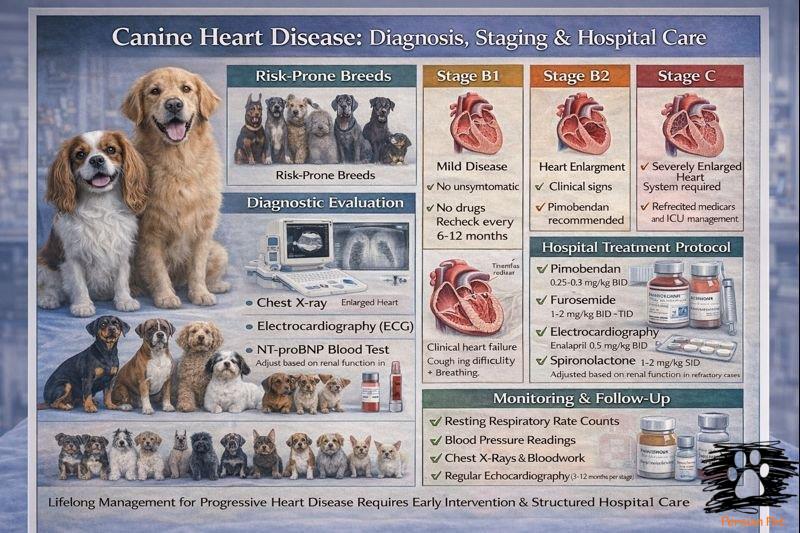 بیماری‌های قلبی در سگ‌ها؛ تشخیص، گریدبندی و درمان بیمارستانی