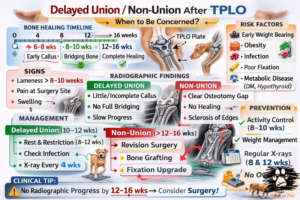 Delayed union بعد از TPLO؛ چه زمانی نگران شویم؟