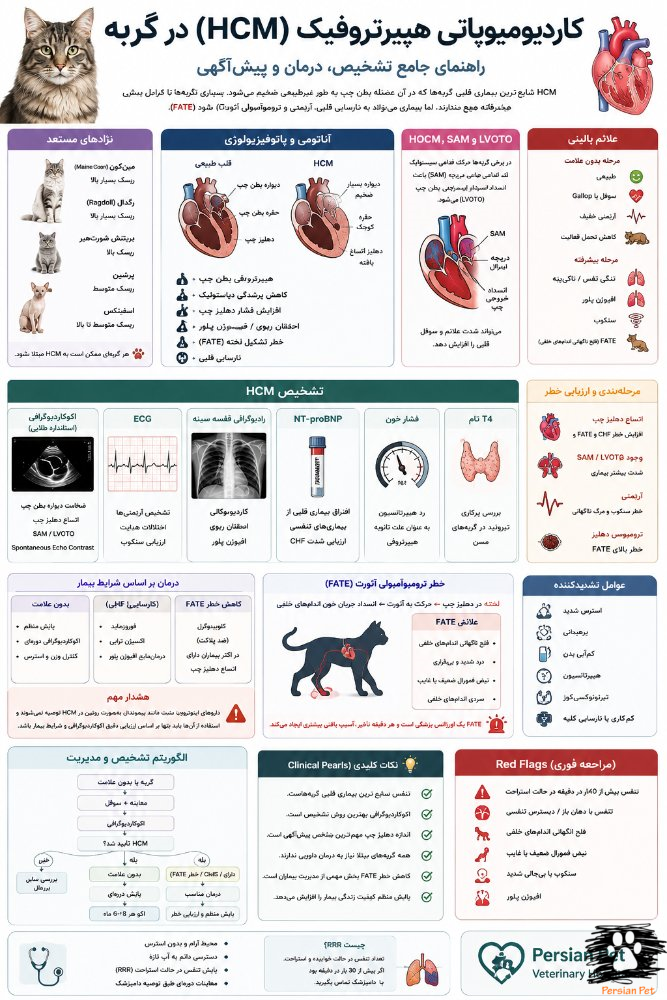 کاردیومیوپاتی هیپرتروفیک (HCM) در گربه | تشخیص، درمان، FATE و پیش‌آگهی