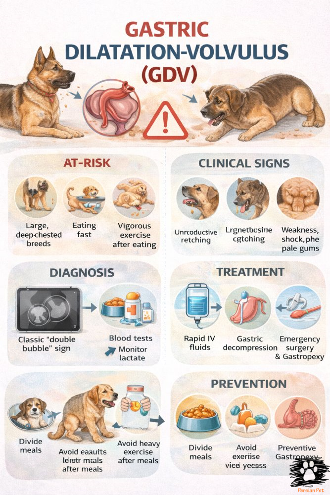 اتساع و چرخش معده در سگ (GDV) | اورژانس کشنده