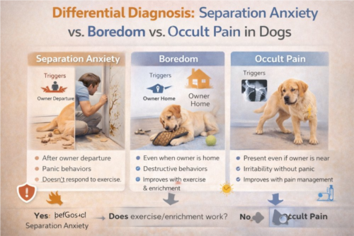 تشخیص تفریقی اضطراب جدایی، بی‌حوصلگی و درد پنهان در سگ‌ها