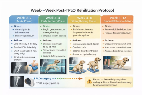 فیزیوتراپی بعد از TPLO؛ پروتکل هفته‌به‌هفته