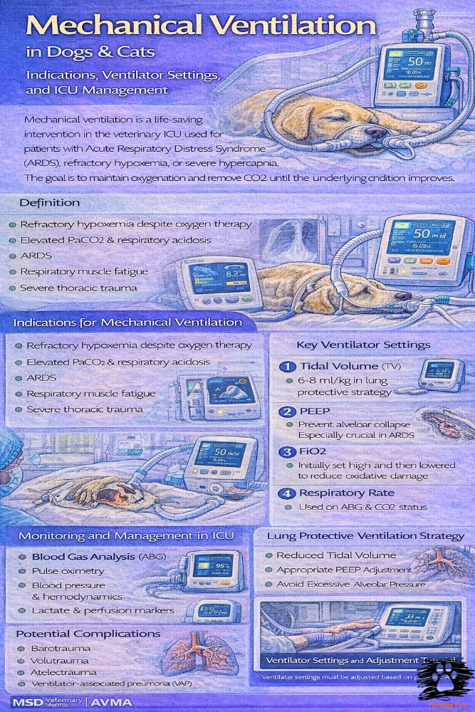 تهویه مکانیکی در سگ و گربه | Mechanical Ventilation ICU