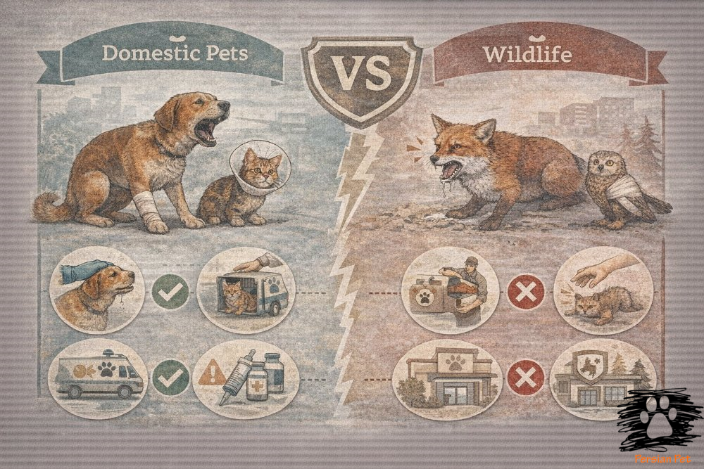 تفاوت برخورد با حیوان اهلی و حیات‌وحش آسیب‌دیده