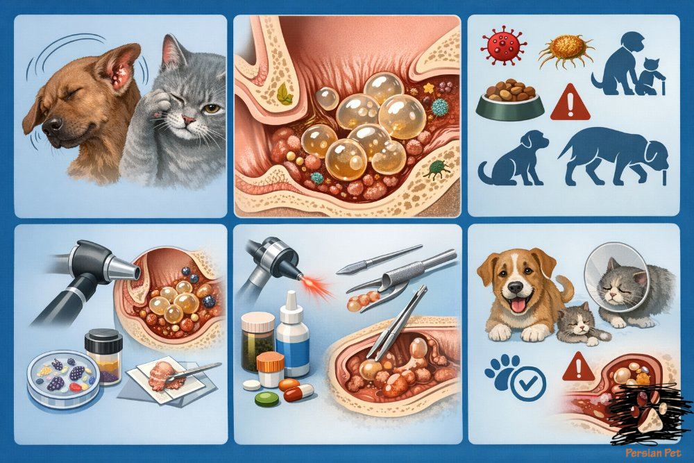 سیستوماتوز سرومنوس گوش در سگ و گربه