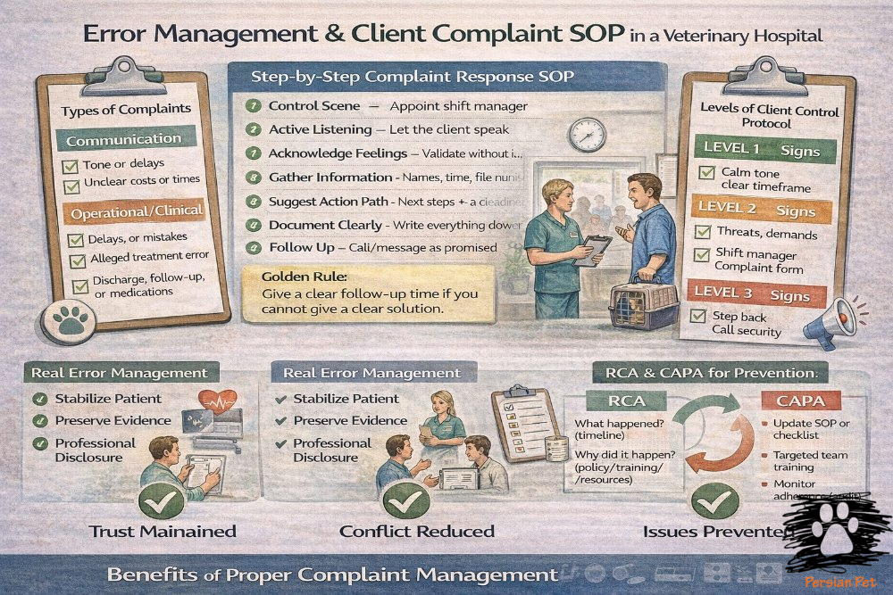 مدیریت خطا و شکایت در بیمارستان دامپزشکی