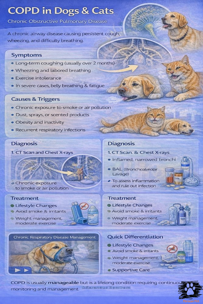 COPD در سگ و گربه | علائم و درمان بیماری مزمن ریه