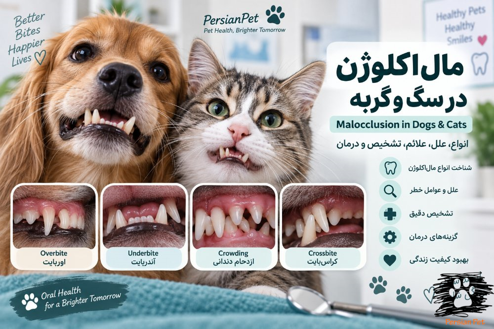 مال‌اکلوژن در سگ و گربه | انواع، علل، علائم، تشخیص و درمان
