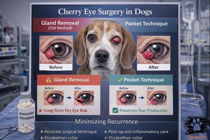 درمان چشم گیلاسی در سگ‌ها؛ مقایسه روش‌های جراحی و پیشگیری از عود