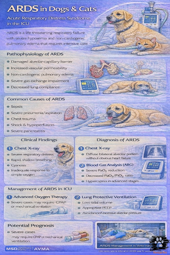 ARDS در سگ و گربه | نارسایی حاد تنفسی ICU