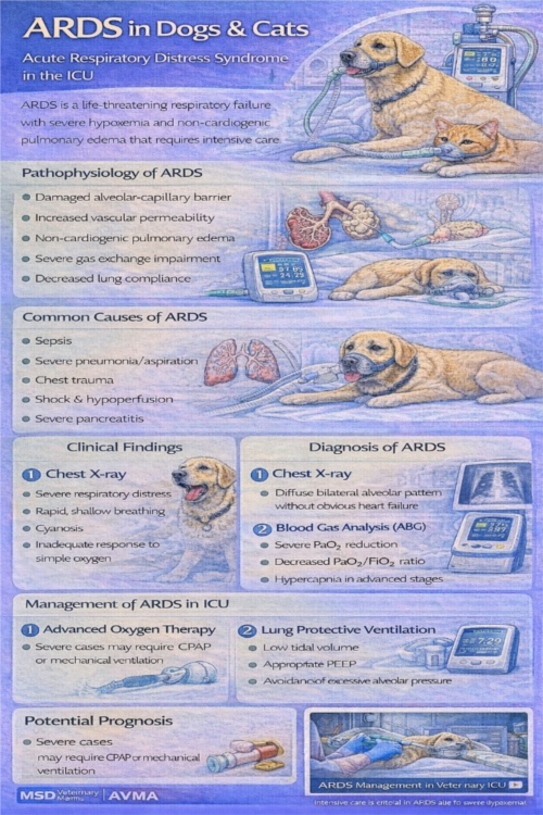 ARDS در سگ و گربه | نارسایی حاد تنفسی ICU