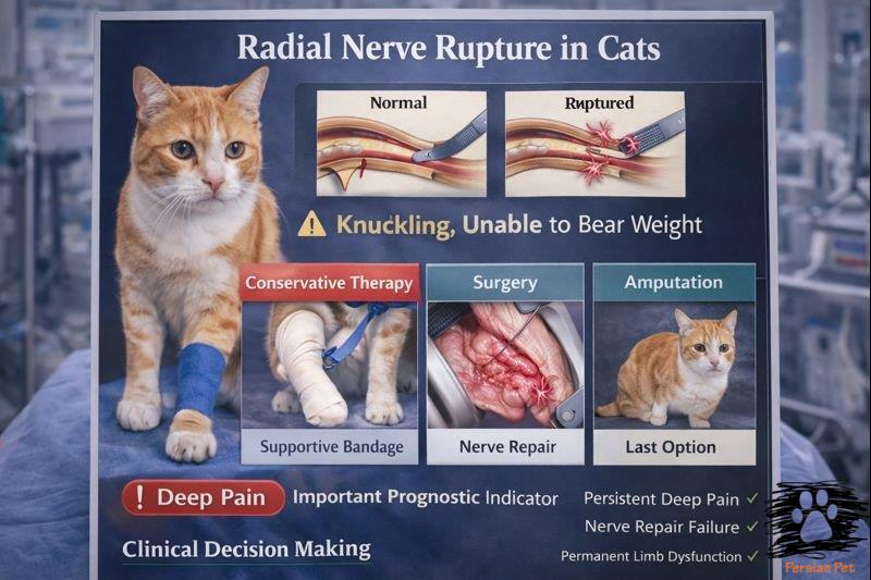 پارگی عصب رادیال در گربه؛ تشخیص، درمان و تصمیم نهایی