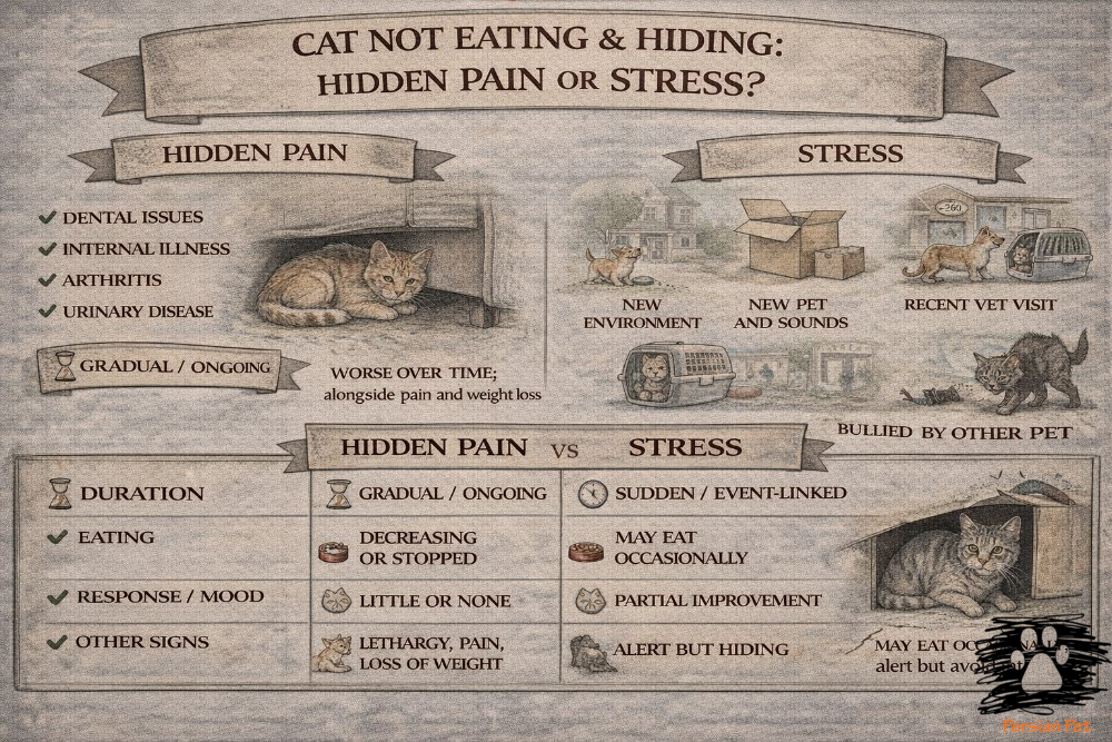 گربه غذا نمی‌خورد و پنهان می‌شود؛ درد پنهان یا استرس؟