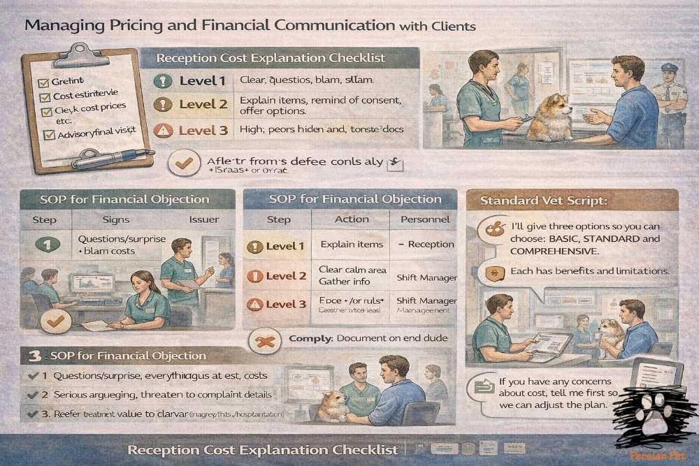 مدیریت قیمت‌گذاری و ارتباط مالی با کلاینت در بیمارستان دامپزشکی
