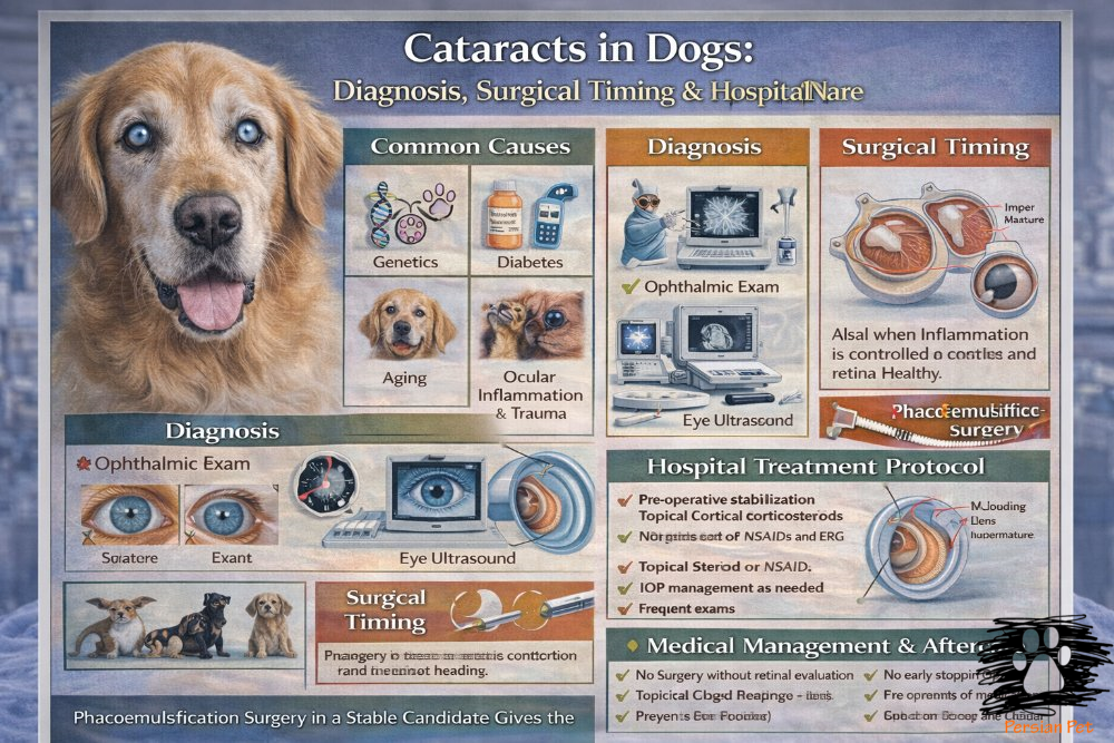 کاتاراکت در سگ‌ها؛ تشخیص، زمان جراحی و مدیریت درمانی