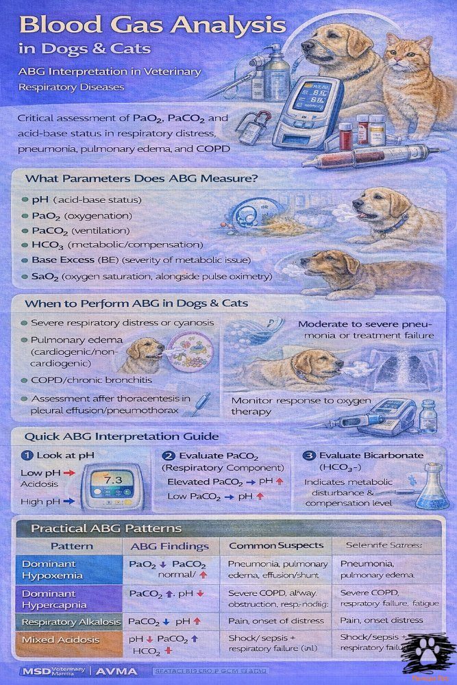 آنالیز گازهای خونی در سگ و گربه | تفسیر ABG تنفسی