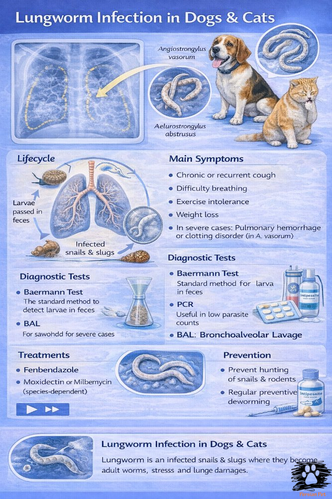 کرم ریوی در سگ و گربه | علائم و درمان Lungworm