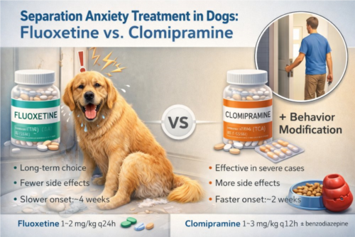 دارودرمانی اضطراب جدایی در سگ‌ها؛ مقایسه فلوکستین و کلومیپرامین